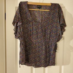 Aritzia Central Park West Short Sleeve Silk Blouse